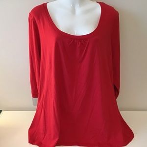 Top XL Red Scoop Neck Long Sleeves, Stretch NWT